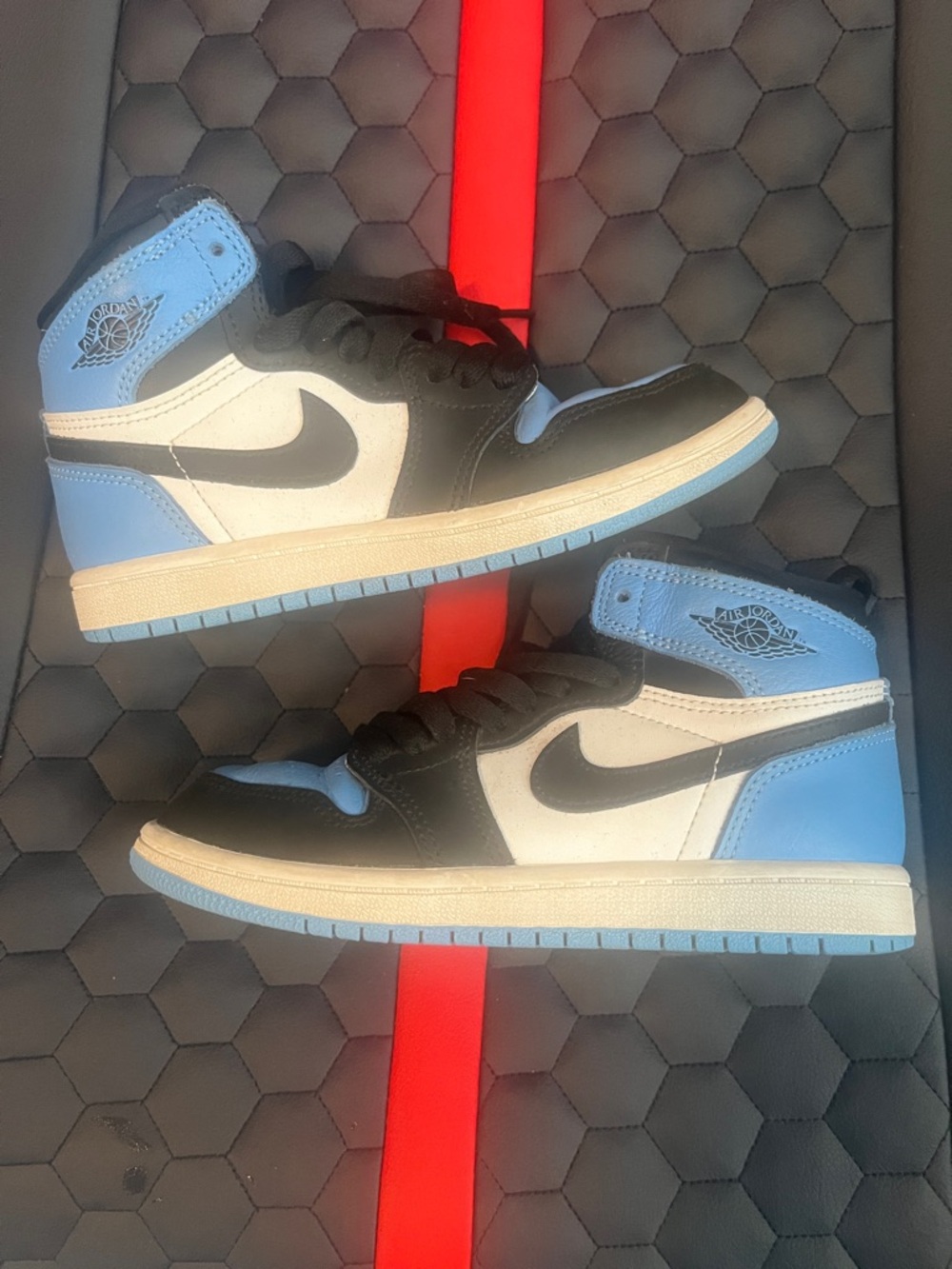 Jordan Kids High-Top Sneakers in Black, White & Light Blue